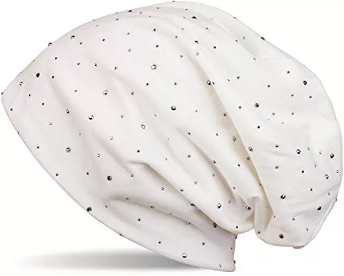 styleBREAKER Hüte & Mützen styleBREAKER Damen Beanie Mütze mit edler Strass-Nieten Applikation, Longbeanie Slouch 04024037