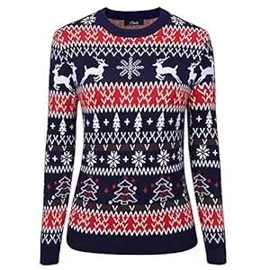 iClosam Pullover & Strickmode iClosam Herren Weihnachtspullover Sweater Christmas Pullover Rundhals Warme Strickpulli für Weihnachten