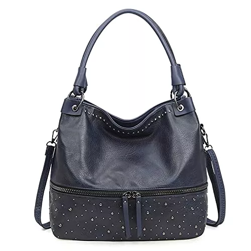 FANDARE Taschen & Rucksäcke FANDARE Retro Handtaschen Damen Schultertasche Umhängetasche Frauen PU Leder Wasserdicht Tragetasche große Kapazität Niet für 12.9 Zoll Laptoptasche Crossbody Shopper Reisen Arbeitstasche