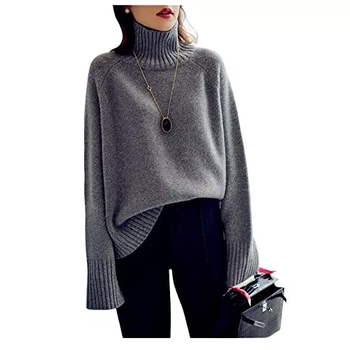 Dawwoti Pullover & Strickmode Dawwoti Pullover für Frauen, Rollkragenpullover Slim Fit Plus -Size -Strickpullover, Pullover für Den