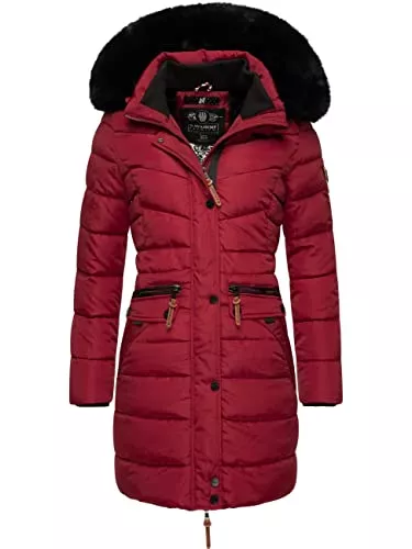 Navahoo Mäntel Navahoo Damen Wintermantel warmer Steppmantel lang mit Kapuze Paula XS-XXL