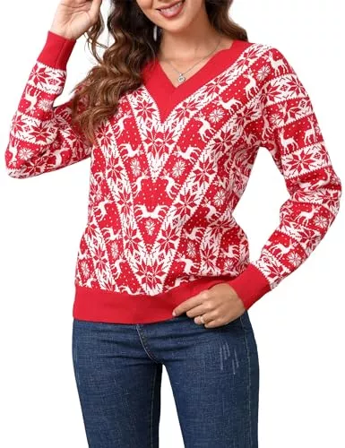 Clearlove Pullover & Strickmode Clearlove Damen Weihnachtspullover Ugly Christmas Sweater Strickpullover Weihnachten Strickpulli Winter Pullover für Frauen