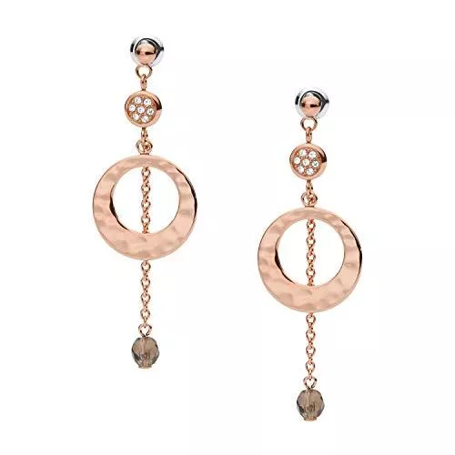 Fossil Schmuck Fossil Damen Hängeohrringe gehämmert Edelstahl roségoldfarben, JF03547791