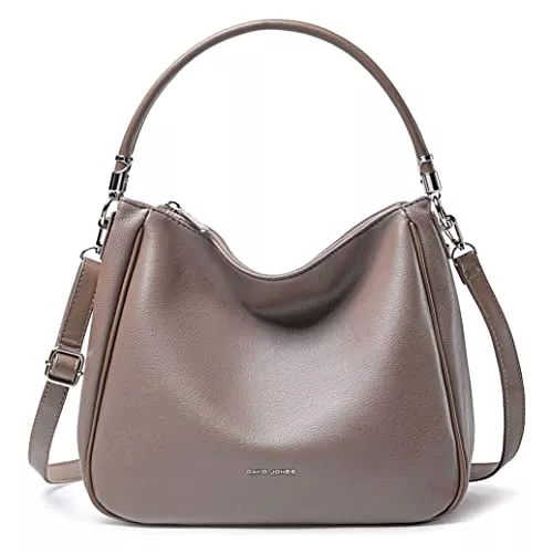 David Jones Taschen & Rucksäcke David Jones - Damen Schultertasche Hobo - Frau Umhängetasche PU Leder - Handtasche Top Griff Lange Henkel - Tasche Beuteltasche Mittelgroße - Shopper Einfache Klassische Leichte Elegante