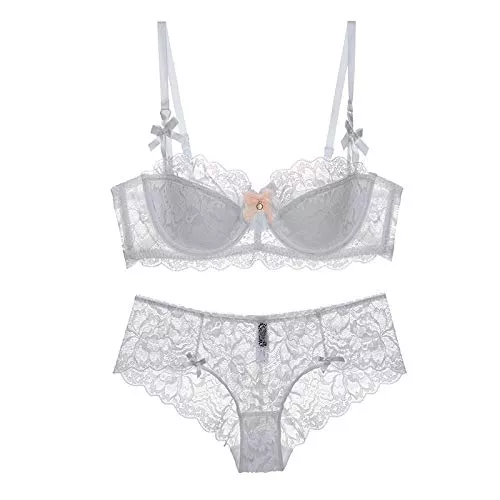 Necalisi Unterwäsche & Dessous Necalisi Set Damen Damen BH aus floraler Spitze Bügel Ungepolstert Soft Cup Vollschalen BH BH Push up extrem