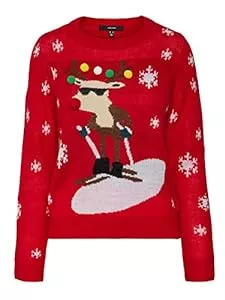 VERO MODA Pullover & Strickmode VERO MODA Damen Weihnachts Strick-Pullover VMRudolf Rentier mit Bommeln Weihnachten