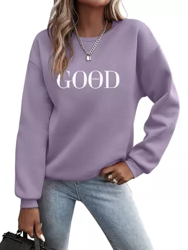 Minetom Pullover & Strickmode Minetom Pullover Damen Sweatshirt Briefe Drucken Langarm Rundhals Pulli Herbst Winter Frauen Buchstaben Druck Locker Casual Oberteil Sport Streetwear Sweatshirts ohne Kapuze Bluse Tops