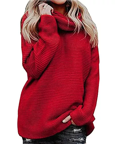 Imuedaen Pullover & Strickmode Imuedaen Pullover Damen Elegant Rollkragenpullover Langarm Strickpullover Lässiges Stricken Pulli Winter Sweatshirt Oberteile