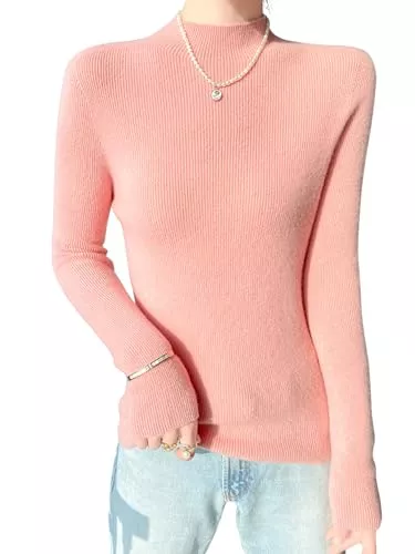 LINY XIN Pullover & Strickmode LINY XIN Nahtloser Damen Pullover 100% Merinowolle 2023 Herbst Winter Stehkragen Slim Fit Langarm Rippstrickpullover