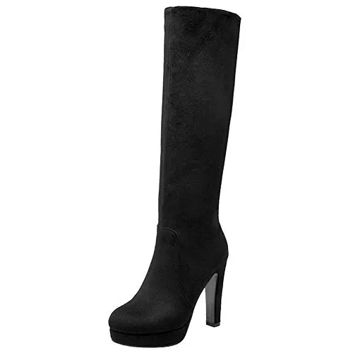 Lydee Stiefel Lydee Damen Elegant Mid Top Stiefel Blockabsatz Hohe Stiefel Reißverschluss