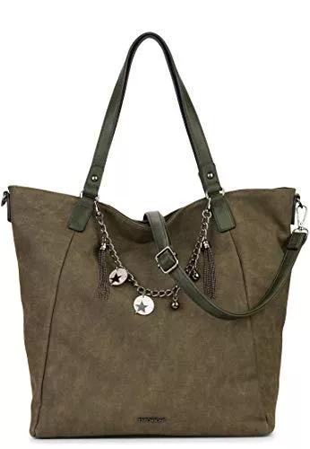 Emily &amp; Noah Taschen & Rucksäcke Emily &amp; Noah Shopper Saskia 61844 Damen Handtaschen Material Mix oliv 960One Size