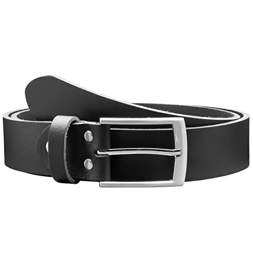 V Vascavi Gürtel Vascavi Ledergürtel aus echtem Büffelleder, ca. 3,4 cm breit, MADE IN GERMANY, kürzbar, 3-4 mm stark, Unisex Gürtel für Damen und Herren, Schwarz