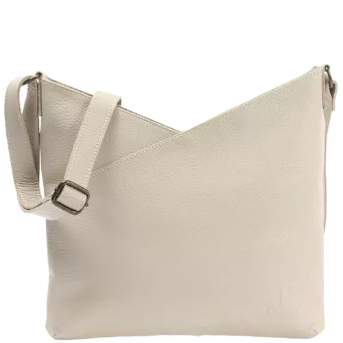 LECONI Taschen & Rucksäcke LECONI Schultertasche Damentasche Umhängetasche natur weiche Ledertasche Handtasche Damen Leder 32x29x3cm LE0065