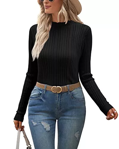 OUGES Pullover & Strickmode OUGES Pullover Damen Rollkragenpullover Langarm Pulli Winter Rolli Langarmshirt Eng Oberteile mit Stehkragen