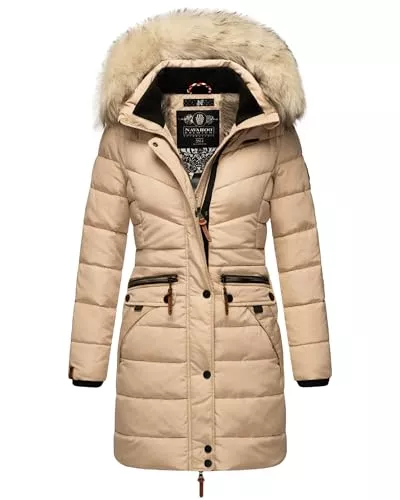 Navahoo Mäntel Navahoo Damen Wintermantel warmer Steppmantel lang mit Kapuze Paula XS-XXL