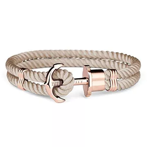 PAUL HEWITT Schmuck PAUL HEWITT Anker Armband PHREP - Segeltau Armband in Hazelnut, Damen Armband mit Anker Schmuck aus IP-Edelstahl (Roségold) in Größe M