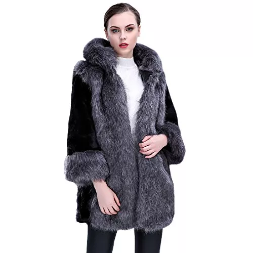 DorkasDE Mäntel DorkasDE Damen Pelz Mantel Fellmantel Kunstpelz Jacke Warm Winterjacke mit Kapuze