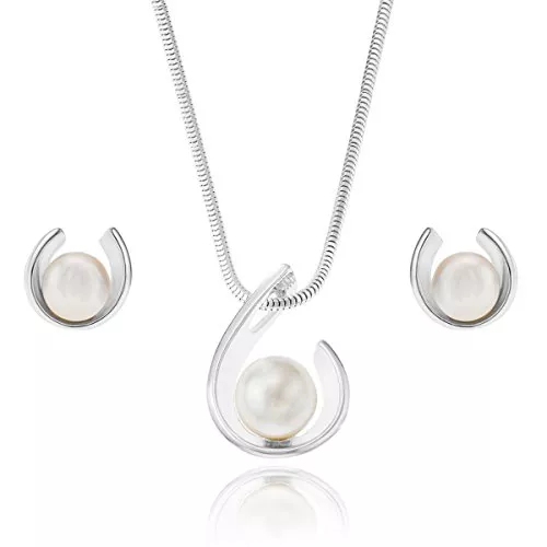 LILLY MARIE Schmuck LILLY MARIE Damen Silber Schmuckset echt Silber 925 Silber-Anhänger mit Kristall Perle weiss längen-verstellbar Geschenkverpackung Brautschmuck