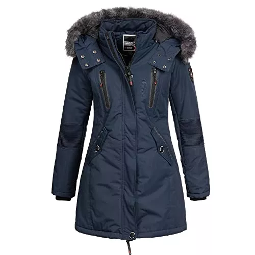Geographical Norway Mäntel Geographical Norway Damen Winterjacke Parka Jacke Fellkapuze Kapuzenjacke Cora IMS mit UD Beanie S M L XL XXL