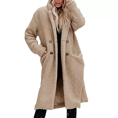 FNKDOR Mäntel FNKDOR 2023 Neu Winterjacke Damen Dicker Warm Lange Fellmantel Plüschmantel Teddymantel Cardiganmantel