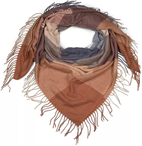 styleBREAKER Schals & Tücher styleBREAKER Damen XXL Schal mit mehrfarbigem Karo Muster und Fransen, warmes Winter Tuch, Deckenschal 01017116