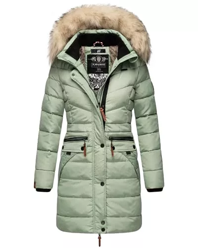 Navahoo Mäntel Navahoo Damen Wintermantel warmer Steppmantel lang mit Kapuze Paula XS-XXL