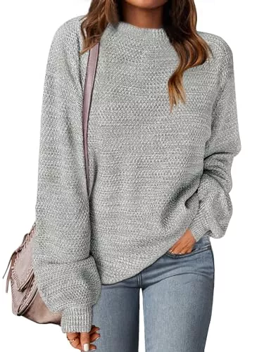 MEROKEETY Pullover & Strickmode MEROKEETY Damen Rundhals Langarm Pullover Sweater Casual Lose Herbst Pullover Tops Strickwaren
