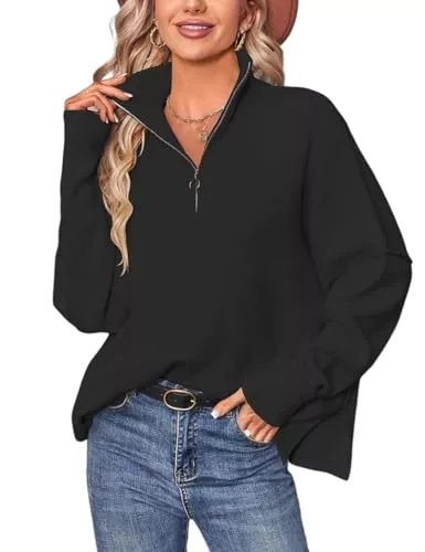 SEBOWEL Pullover & Strickmode SEBOWEL Strickpullover Damen Langarm Pullover Einfarbig Rollkragenpullover Strickpulli Sweater Tops mit Reissverschluss
