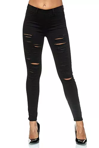 Elara Jeans Elara Damen Hose Zerrissen Destroyed Elements Chunkyrayan