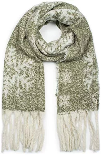 styleBREAKER Schals & Tücher styleBREAKER Damen XXL Schal mit Schneeflocken Muster und Fransen, Winter Strickschal 01017097