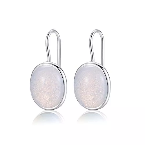MetJakt Schmuck Metjakt Tropfenohrringe mit natürlichem, ovalem, klaren Edelstein, massives 925er-Sterlingsilber, Haken-Ohrringe mit Opal für Damen, hochwertiger Schmuck