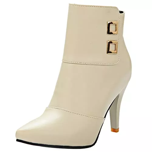 Diuniarza Stiefel Diuniarza Damen Stiletto Stiefeletten, Anzugstiefel Elegant Zip Kurzschaft Stiefel Höhe Ferse Pointed Toe, Gr 32-52