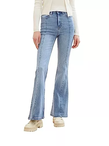 TOM TAILOR Denim Jeans TOM TAILOR Denim Damen Slim Fit Jeanshose mit Schlag & Ziernaht