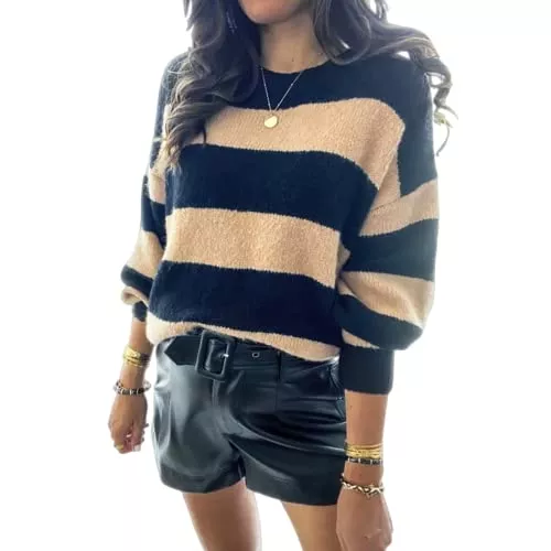 HEYPORK Pullover & Strickmode HEYPORK Damen Herbst Winter Warm Bequem Pullover Casual Mode Strickjacke Strickpullover Frauen Getäfelter Dicker Strickpullover