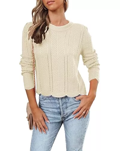 ANCAPELION Pullover & Strickmode ANCAPELION Damen Elegant Strickpullover Lässig Rundhals Niedlich Pullover Einfach Gerippt Kabel Stilvoll Einzigartig Sweater