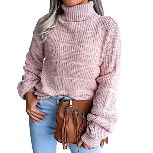 ORANDESIGNE Pullover & Strickmode ORANDESIGNE Pullover Damen Rollkragenpullover Casual Sweatshirt Durchbrochener Strickpullover mit Langen Ärmeln Rollkragen Outwear Pulli
