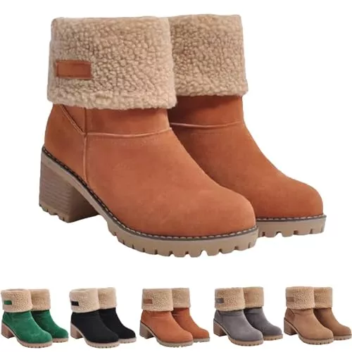 TUNTUM Stiefel TUNTUM Dotmalls Stiefel, Senioren-Winterstiefel mit klobigem Absatz, Damen-Stiefel mit klobigem Absatz und runder Zehenpartie, Warme Schnee-Stiefeletten für Outdoor-Sportarten
