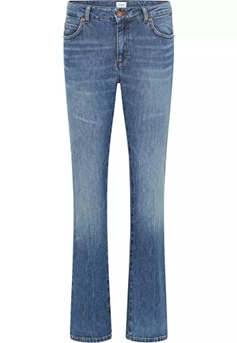 MUSTANG Jeans MUSTANG Damen Jeans Crosby Relaxed Straight Fit - Blau - Dark Blue Denim Stretch