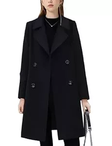 DayaEmmoTQ Mäntel DayaEmmoTQ Damen Zweireiher mittellanger Trenchcoat Revers lässige Jacke klassische Mode Schlanke Mantel