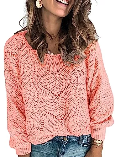 Dokotoo Pullover & Strickmode Dokotoo Damen Strickpullover Elegant Rundhals Pullover Herbst Winter Einfarbiger Pulli Oberteil Sweater S-XXL