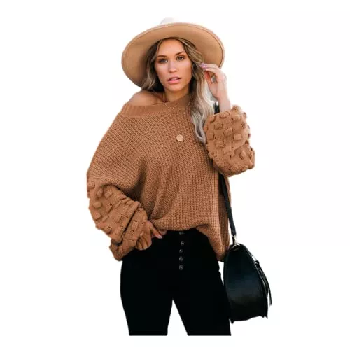 HEYPORK Pullover & Strickmode HEYPORK Damen Herbst Winter Warm Bequem Pullover Casual Mode Strickjacke Strickpullover Frauen Lange Ärmel Große Ärmel Kurze Persönlichkeit Mode Gestrickter Pullover