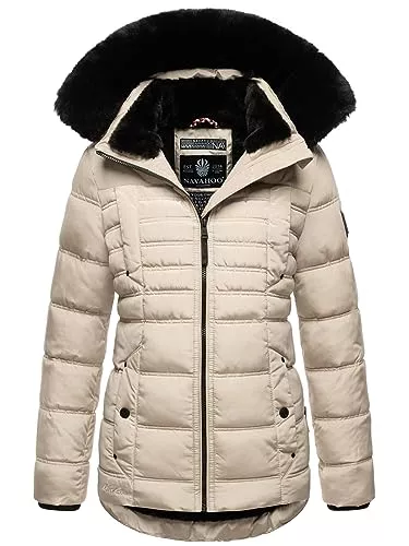 Navahoo Jacken Navahoo Damen warme Winterjacke mit Teddyfell Stepp Winter Jacke mit abnehmbarer Kapuze B992