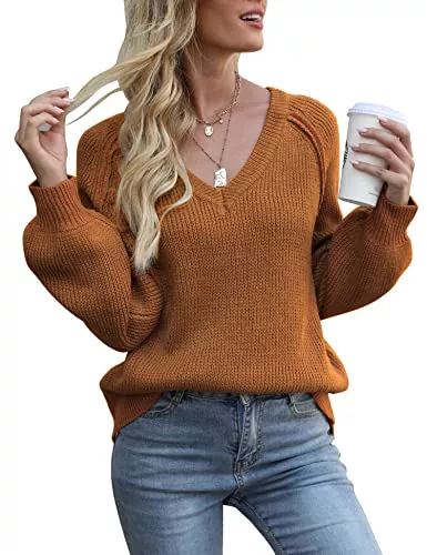 Migcaput Pullover & Strickmode Migcaput Oversize Pullover Damen Longpullover Sexy Longsleeve Pullunder Pulli Strickpullover Elegant Oberteile Frauen Loose Tops Winter Herbst