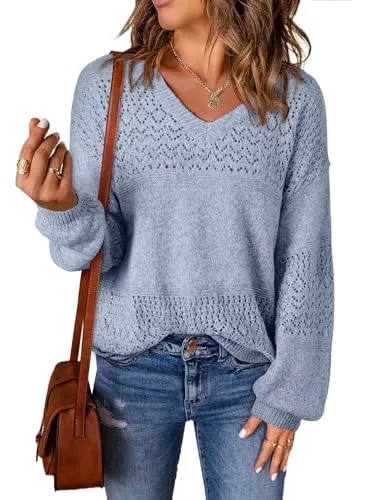 Aleumdr Pullover & Strickmode Aleumdr Damen Pullover Elegant Langram Strickpullover Für Damen Herbst Langarmshirt Sweater