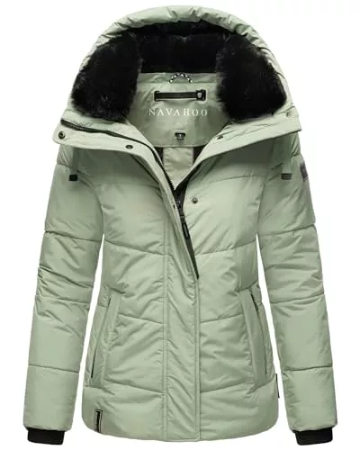 Navahoo Jacken Navahoo Damen Winterjacke Winter Jacke gesteppt mit Teddyfell-Kragen Steppjacke B980