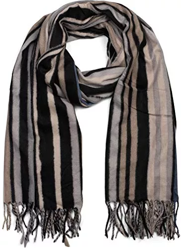 styleBREAKER Schals & Tücher styleBREAKER Unisex Schal mit buntem Streifen Muster und langen Fransen, Colour Blocking, Winter, Stola 01017113