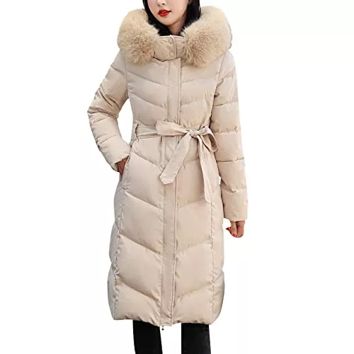 NJGRAE Mäntel NJGRAE Damen Winter Steppjacke Lang Jacke Damen üBergangsjacke Lang Mantel Daunenjacke Outdoorjacke Winterjacken Winterjacke Damen Gepolsterte Kleidung Mit Taschen Warm GefüTterte Winterjacke