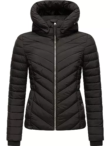 MARIKOO Jacken MARIKOO Damen Übergangsjacke leichte Steppjacke kurz mit abnehmbarer Kapuze Kagomee XS-XXL