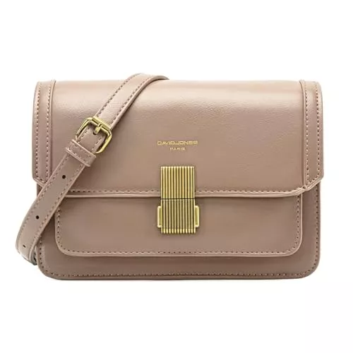 David Jones Taschen & Rucksäcke David Jones - Damen Kleine Umhängetasche - Frau Elegante Schultertasche PU Leder - Handtasche Crossbody Bag Tasche mit Klappe Drehkreuz - Handy Party Trendy Mode Clutch Abdentasche
