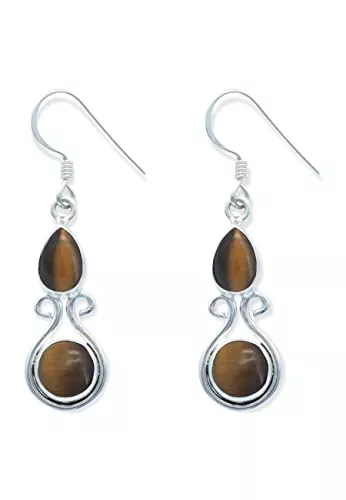 mantraroma Schmuck Ohrringe 925 Silber Stein Edelstein Ohrhänger echt Silber Damen Sterling Silber Hänger Geschenk (MOH-088)